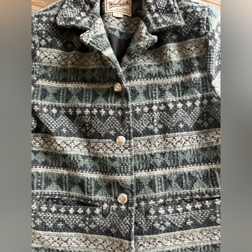 Vintage Gray/Sage Woolrich Wool Blend Jacket Women's Size M Southwestern Style - Picture 3 of 6
